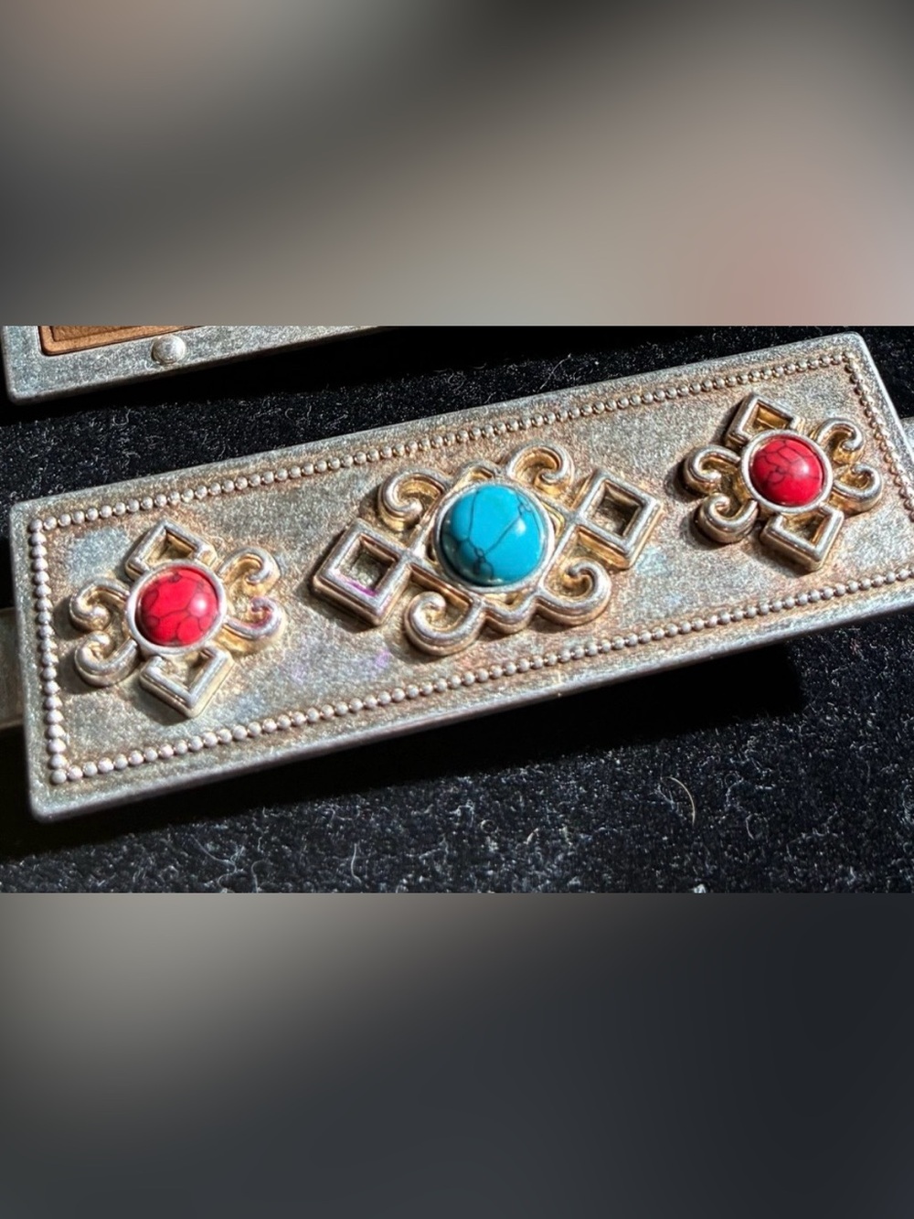 Florasis Hair Clip Faux Turquoise and Coral Stones